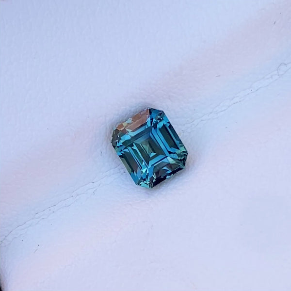 1.55 ct Teal Blue Sapphire Emerald Cut Natural Unheated