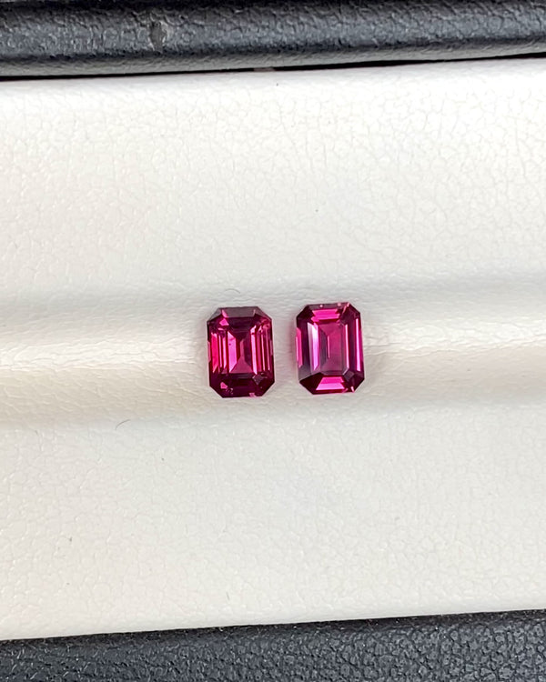 1.24 ctw Emerald Cut Ruby Pair Unheated GIA Gem