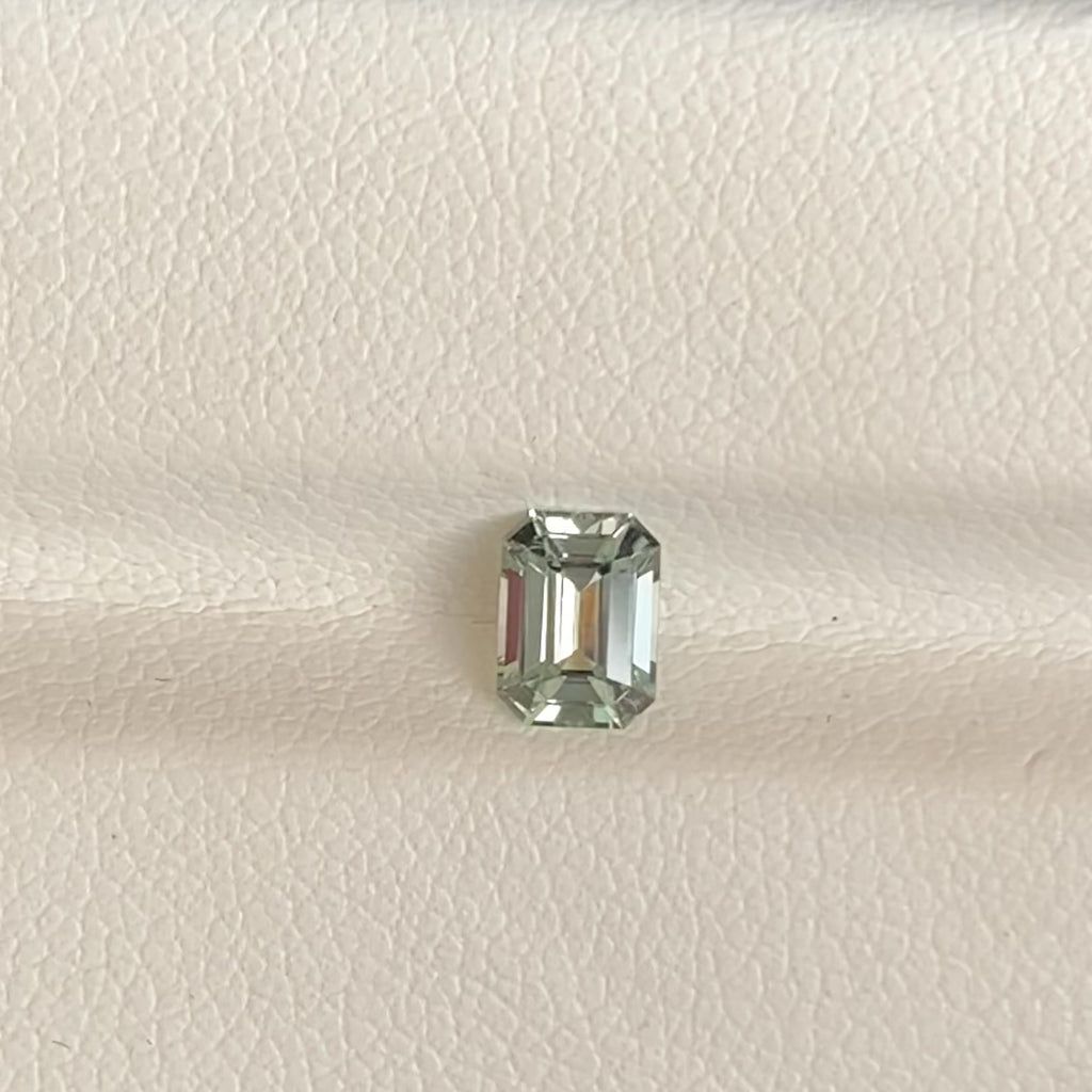 0.65 ct Green Emerald Cut Madagascar Sapphire Unheated Gem
