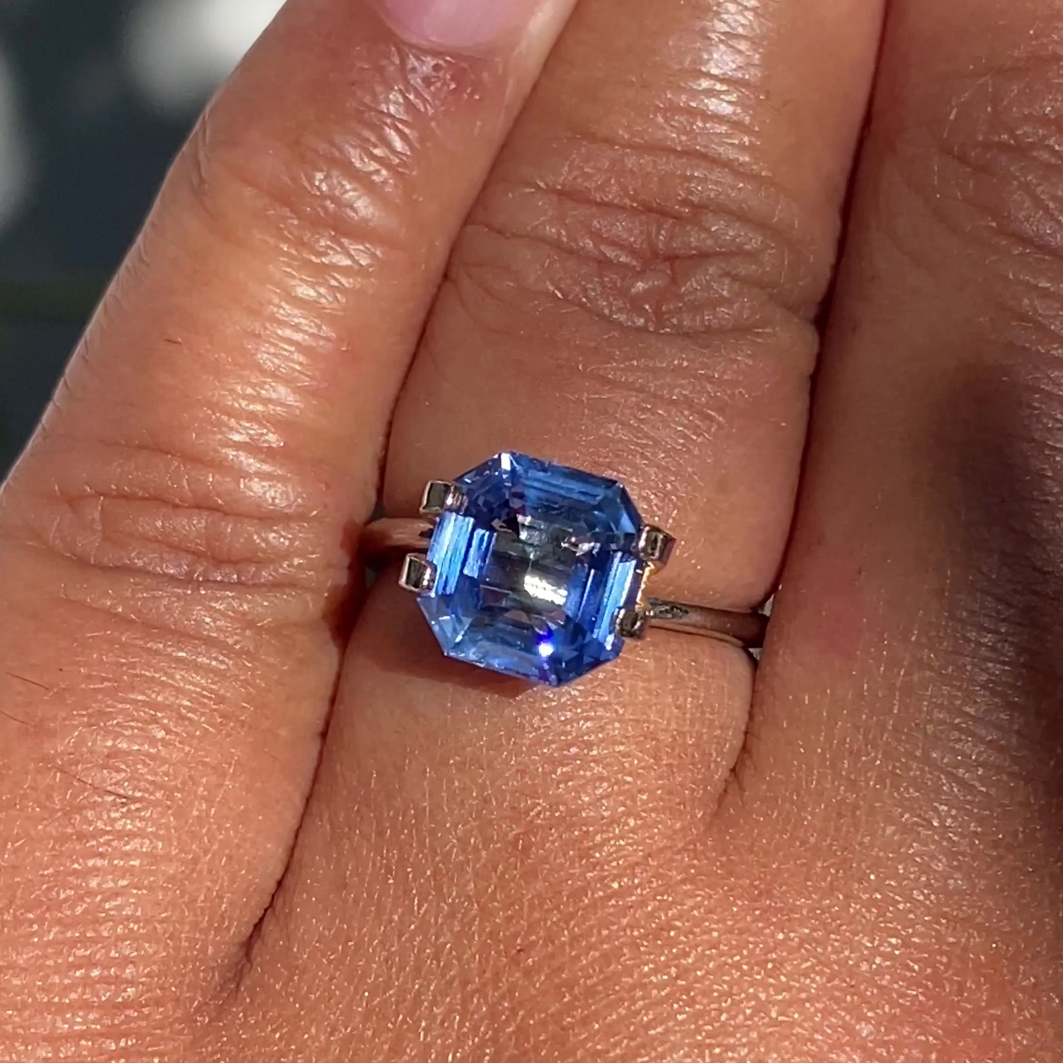 3.74 ct Blue Sapphire Square Emerald Cut Natural Unheated Gems