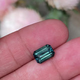 2.65 ct Bluish Green Sapphire Emerald Cut Heated Madagascar