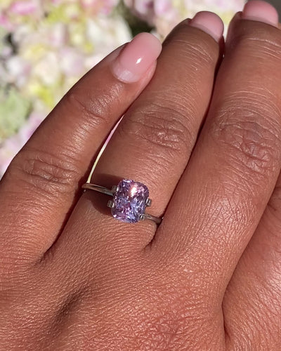 pink cushion cut sapphire at Deliqa Gems on hand video