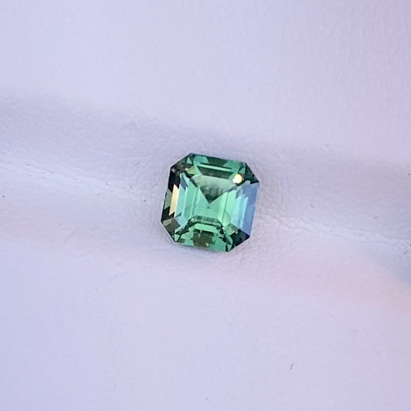 2.05 ct Teal Green Sapphire Square Emerald Cut Natural Unheated