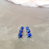 STARLET Blue Sapphire Stud Earrings 18k White Gold