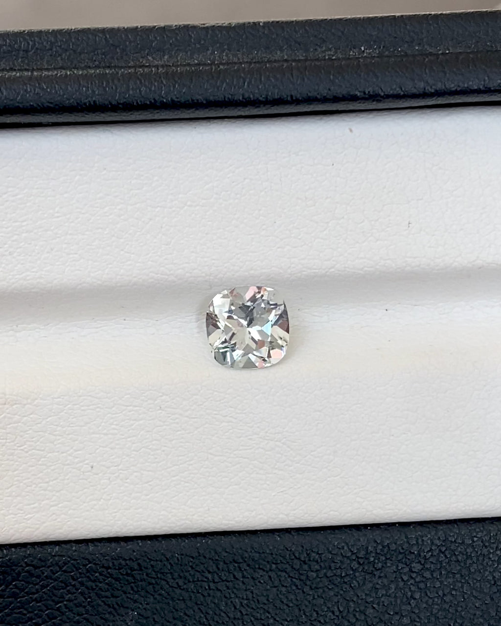 1.45 ct Colourless Square Cushion Ceylon Sapphire Unheated Gem