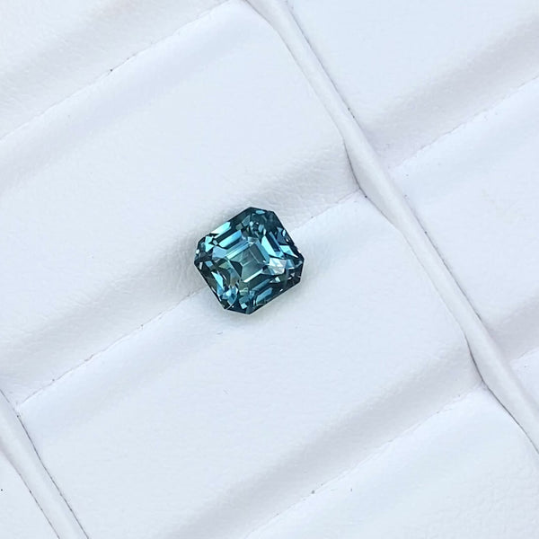 2.59 ct Teal Sapphire Square Emerald Cut Natural Unheated