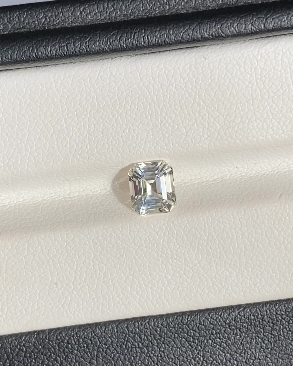 1.58 ct Colourless Emerald Cut Ceylon Sapphire Unheated Gemstone