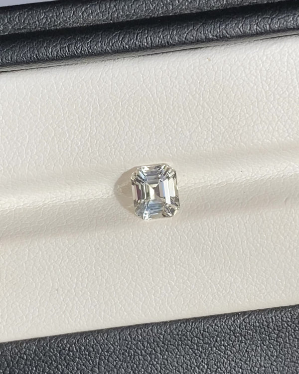 1.58 ct Colourless Emerald Cut Ceylon Sapphire Unheated Gemstone