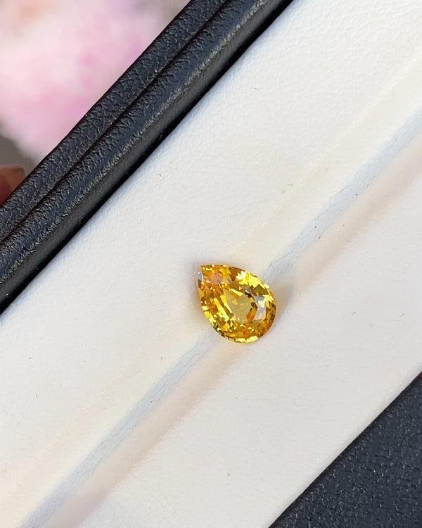 1.79 ct Golden Yellow Sapphire Pear GIA Unheated Sri Lanka Gem