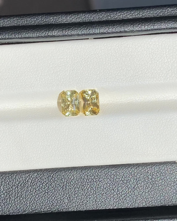 2.50 ctw Yellow Radiant Cut Pair Ceylon Sapphire Unheated Gemstones
