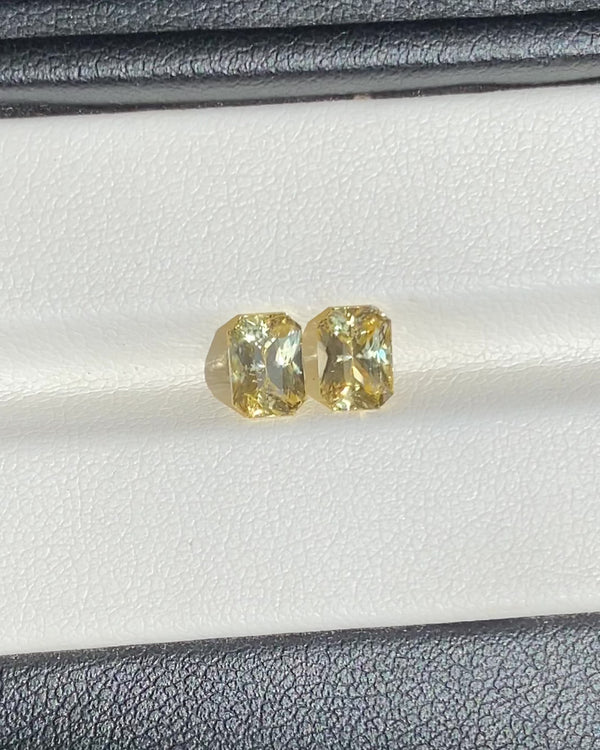 2.30 ctw Yellow Radiant Cut Pair Ceylon Sapphire Unheated Gemstones