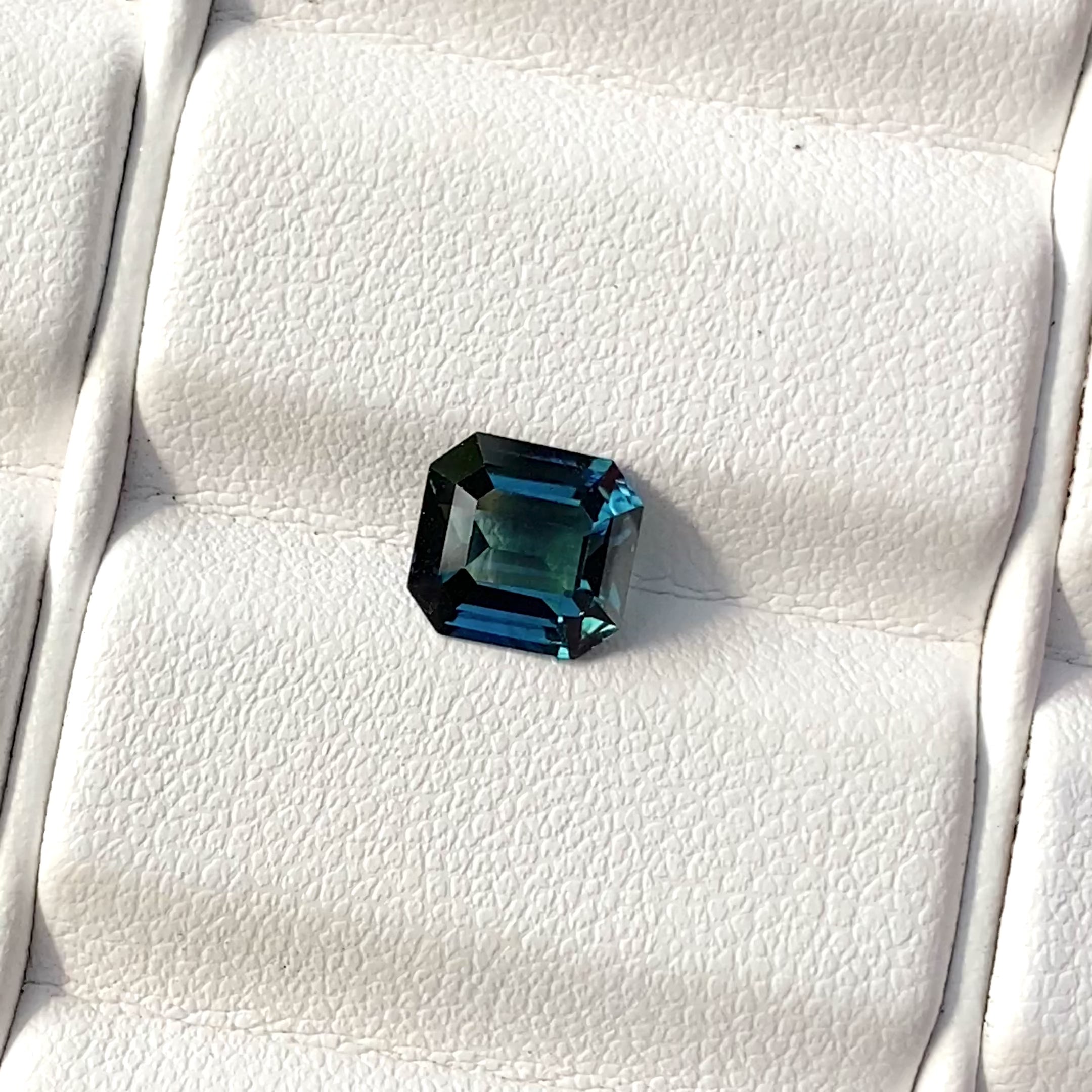 2.15 ct Teal Sapphire Emerald Cut Natural Heated Gemstones