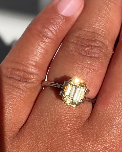 2.52 ct Canary Yellow Sapphire Emerald Cut Natural Unheated