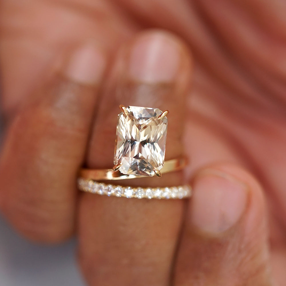 Champagne Sapphire Diamond Double Band Ring