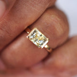 East West Half Bezel Set Sapphire Ring Greenish Yellow Sapphire