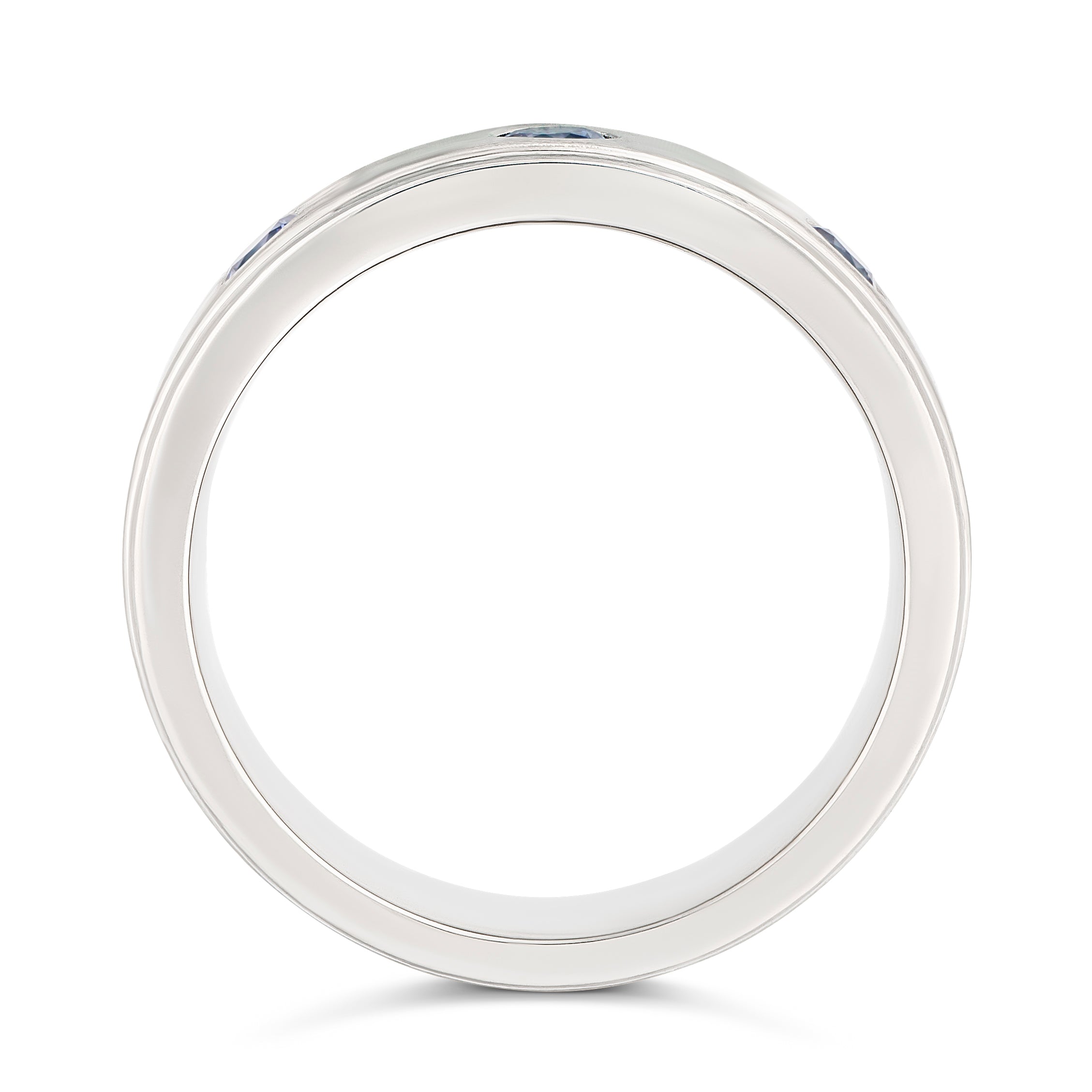 Lilac Sapphire Men's Wedding Band Platinum with lite Blue Gems