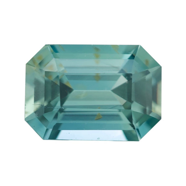 Bluish Green Emerald Cut Madagascar Sapphire Heated Gem