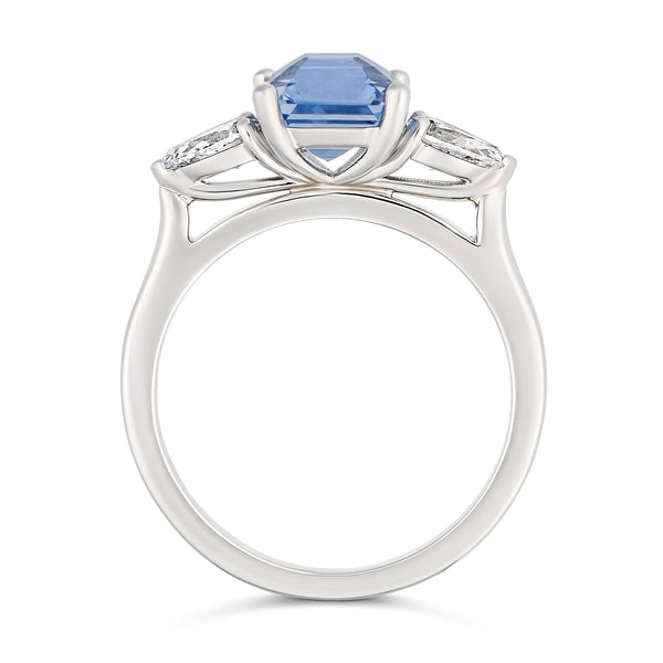 Sky Blue Ceylon Sapphire Trilogy Engagement Ring