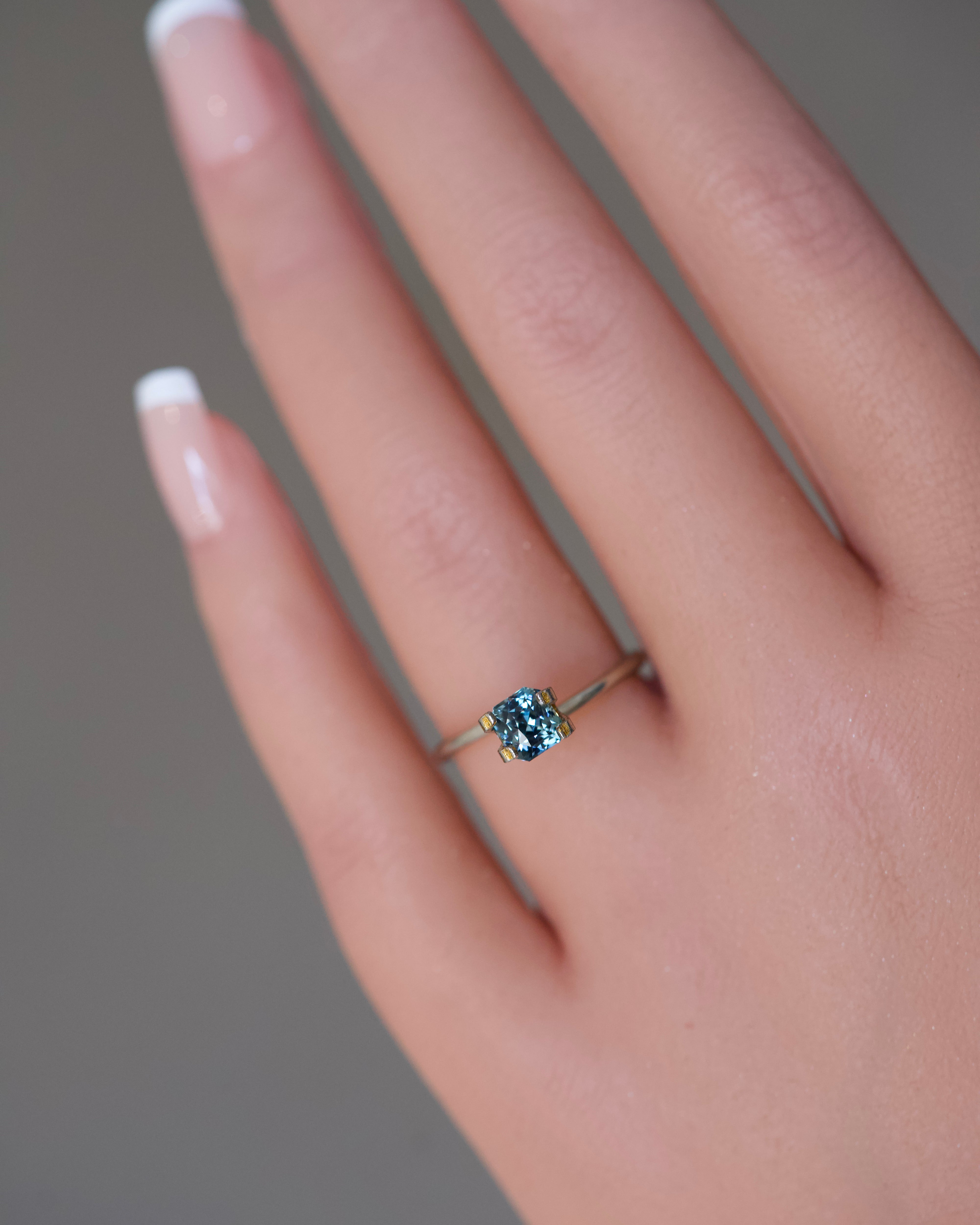 unheated bluish green square mixed cut sapphire