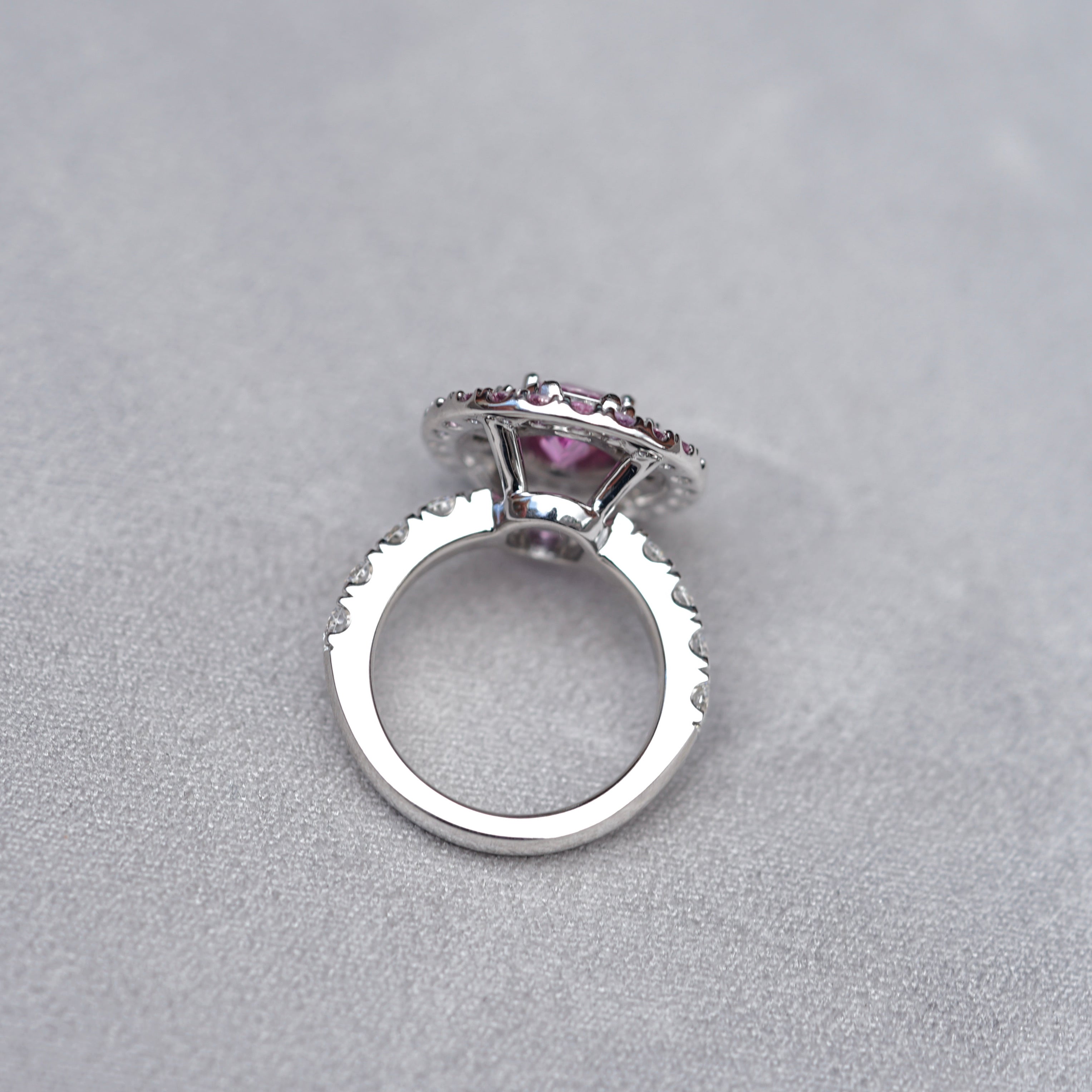 Pink Sapphire Diamond Double Halo Dress Ring