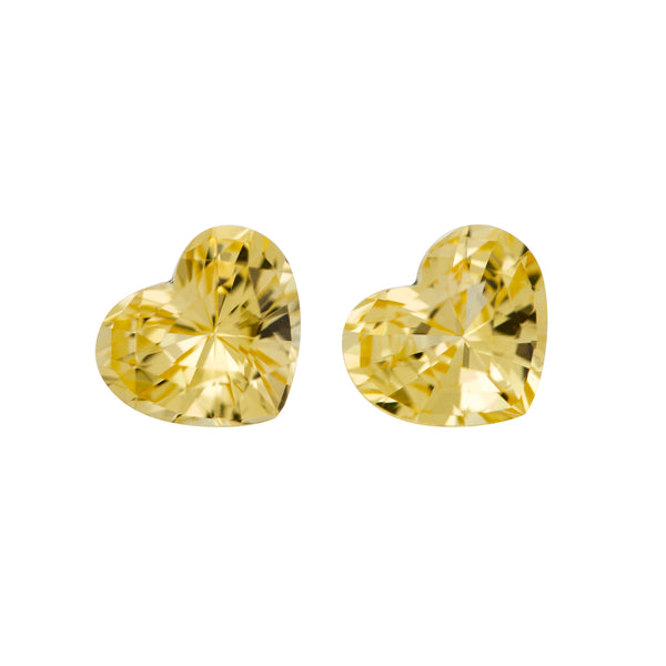 Yellow Heart Pair Ceylon Sapphire Unheated Gems