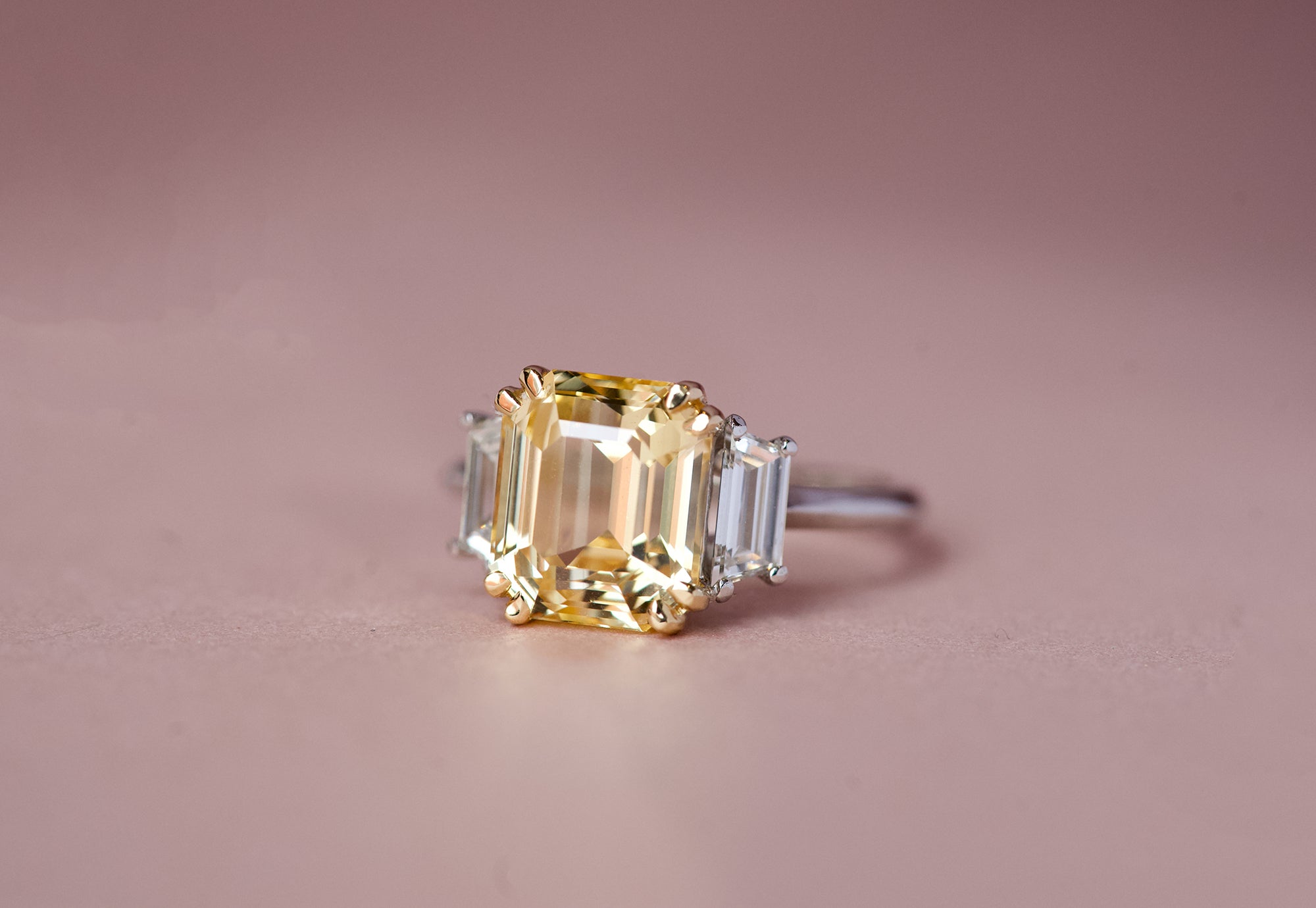 5.25ct yellow sapphire with trapezoid diamond accents