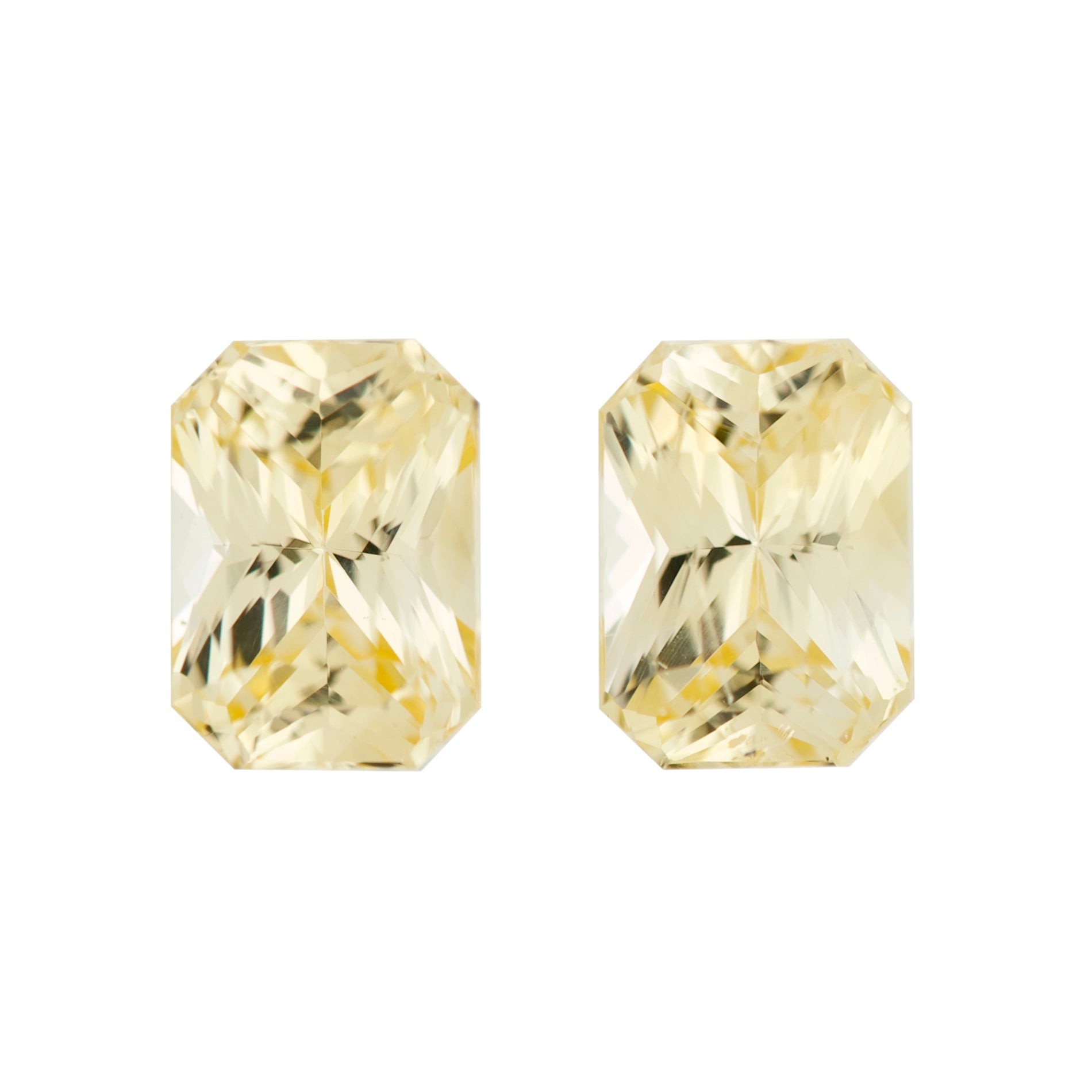Yellow Radiant Cut Pair Ceylon Sapphire Unheated Gemstones