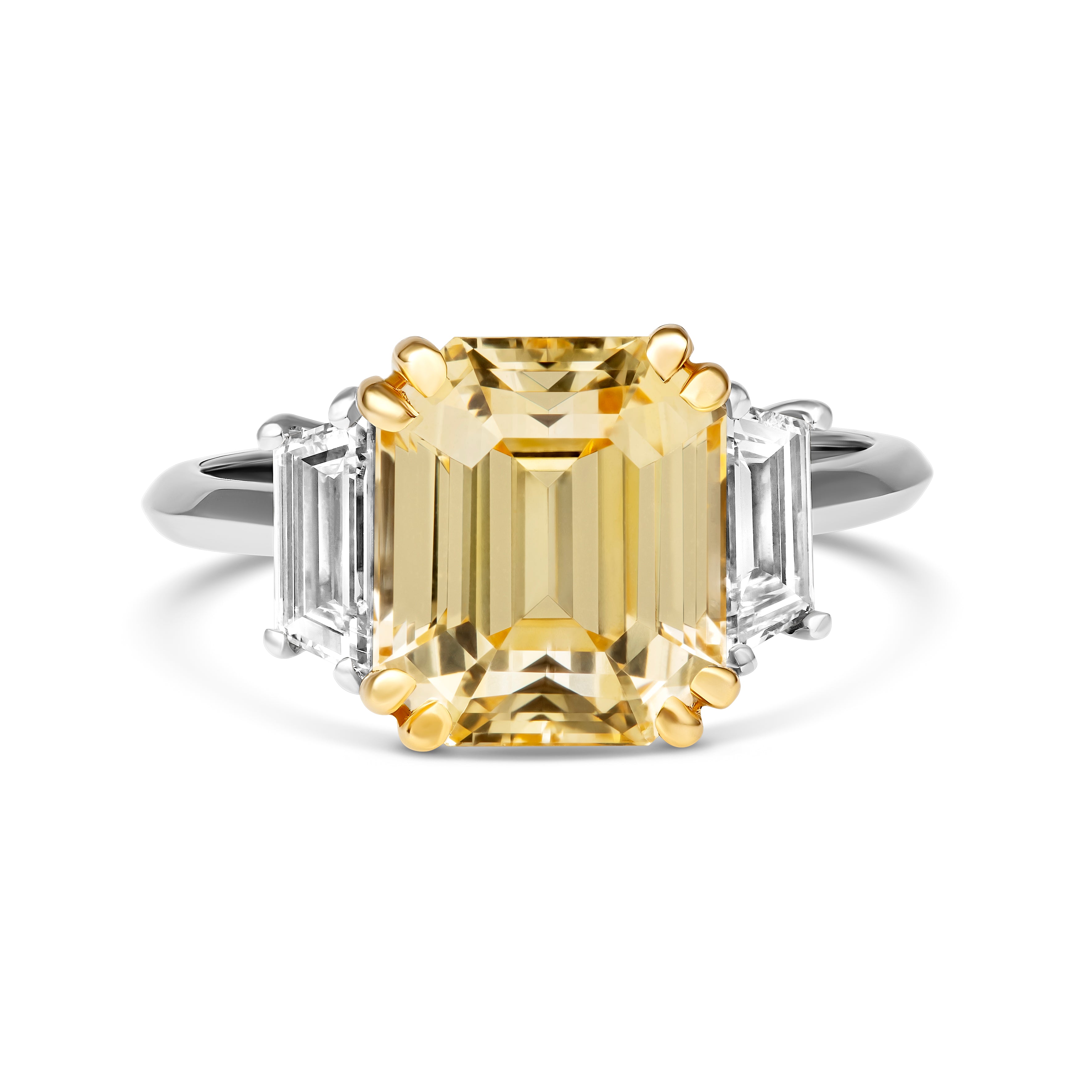 GIA certified yellow sapphire ring, top view