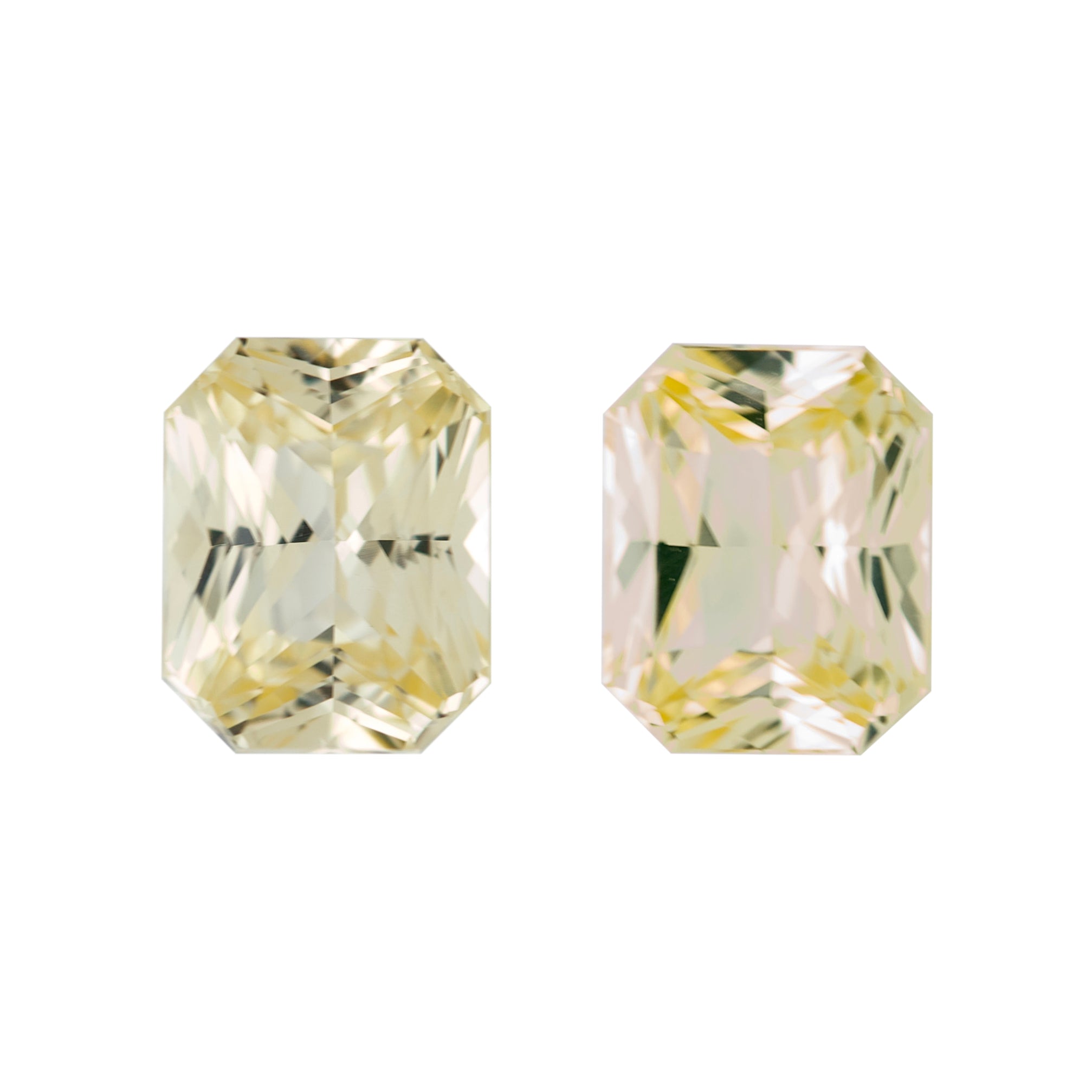 Yellow Radiant Cut Pair Ceylon Sapphire Unheated Gems