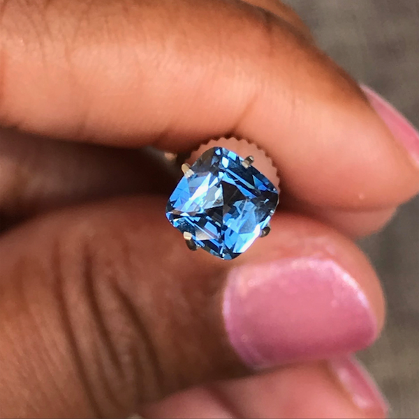 1.19 ct Aqua Blue Cushion Cut Natural Unheated Sapphire
