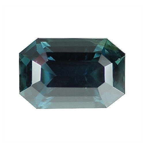 4.25 ct Blue Green Emerald Cut Natural Unheated Sapphire