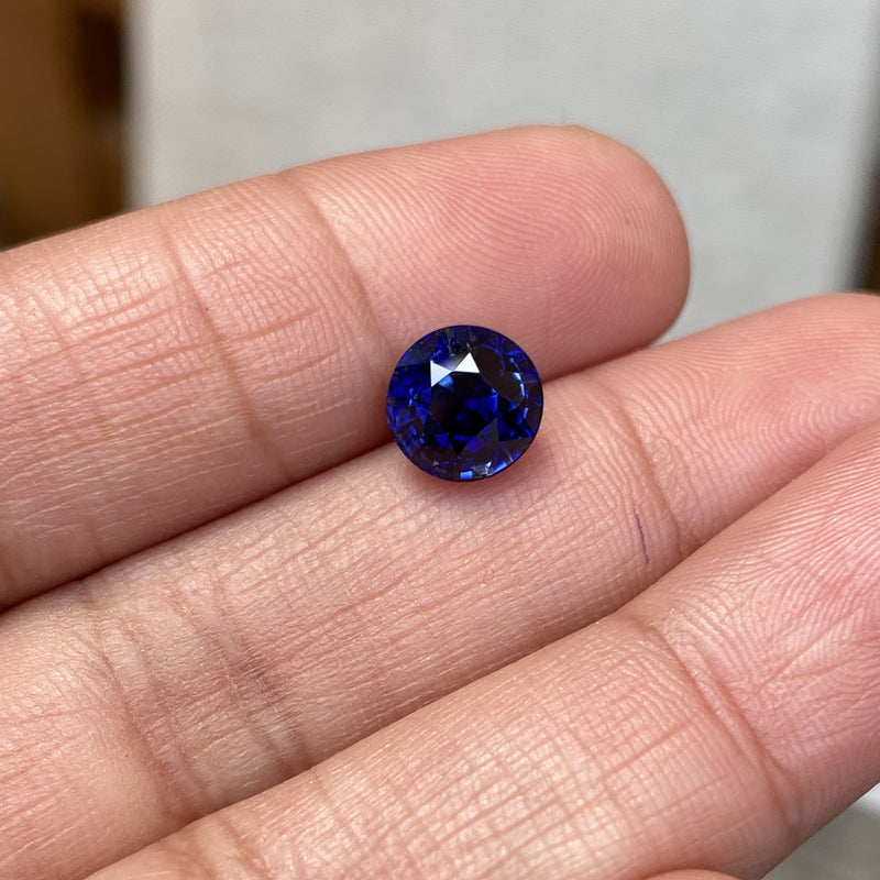 2.48 ct Round Blue Sapphire Certified Unheated