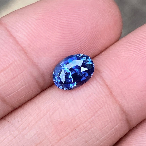 1.56 ct Oval Vivid Deep Blue Ceylon Sapphire Unheated