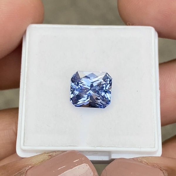 3.58 ct Radiant Cut Blue Sapphire Certified Unheated