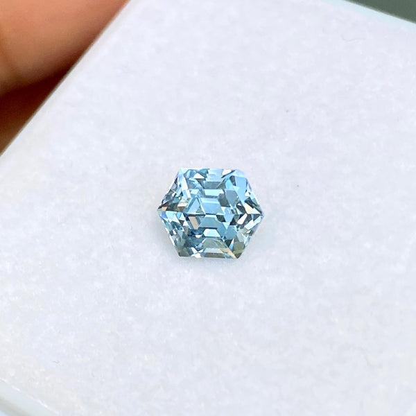 1.69 ct Hexagonal Mint Blue Sapphire Certified Unheated