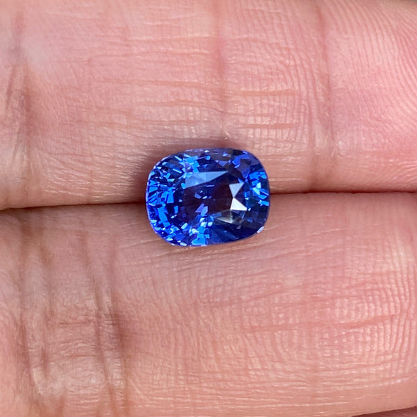 2.55 ct Cushion Cornflower Blue Sapphire Unheated Certified