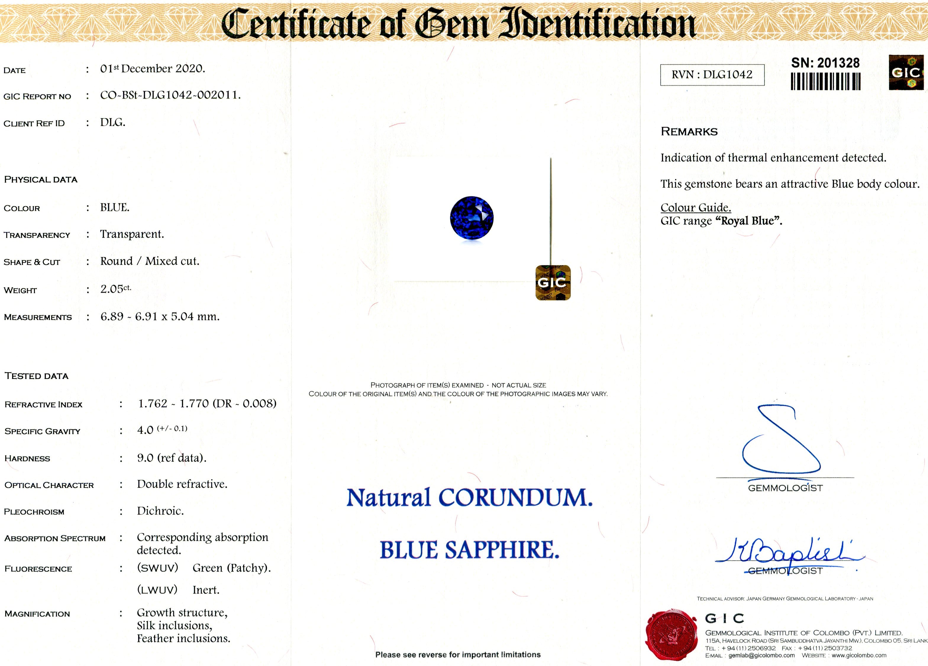 3.94 ctw Royal Blue Sapphire Round Pair Heated Ceylon