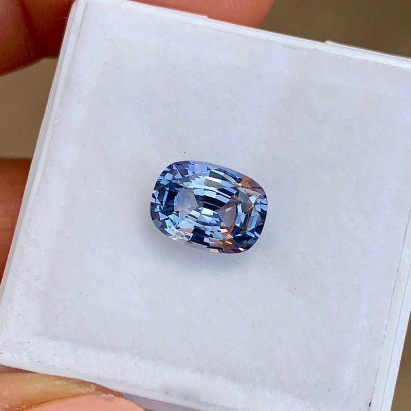 2.20 ct Steel Blue Cushion Unheated Sapphire Natural Certified