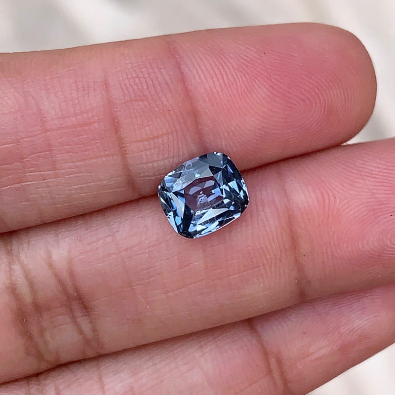 2.14 ct Steel Blue Natural Cushion Sapphire Unheated Certified