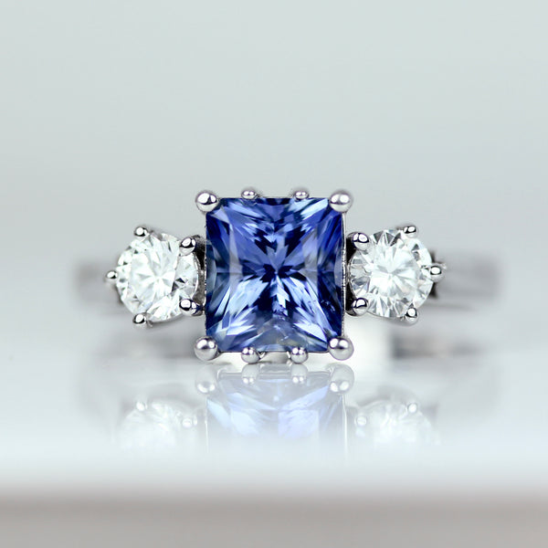 Cornflower Blue Sapphire Engagement Ring Vintage Style