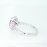 Oval Pink Sapphire Diamond Halo White Gold Ring