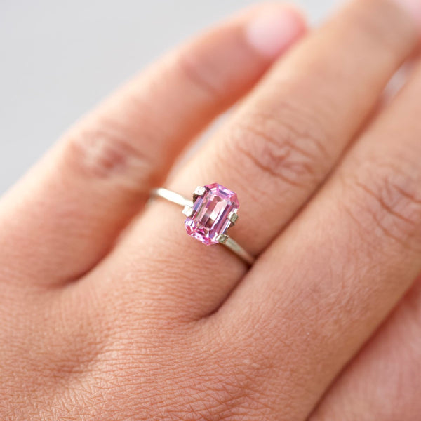 1.55 ct Vivid Pink Sapphire Emerald Cut Unheated