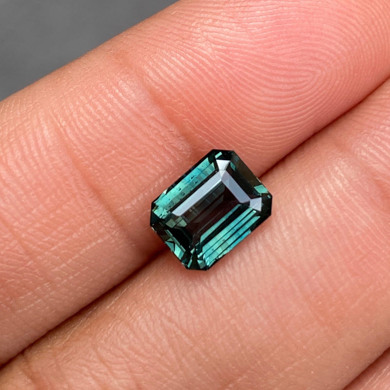 2.04 ct Emerald Cut Teal Sapphire Certified Unheated