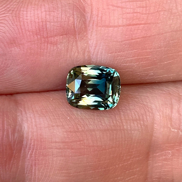 2.63 ct CushionYellowish Green Sapphire Certified Unheated