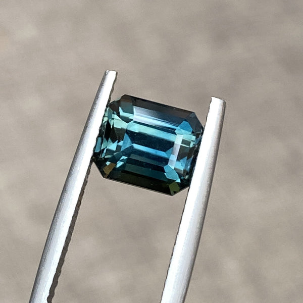 3.18 ct Emerald Cut Teal Sapphire Certified Unheated