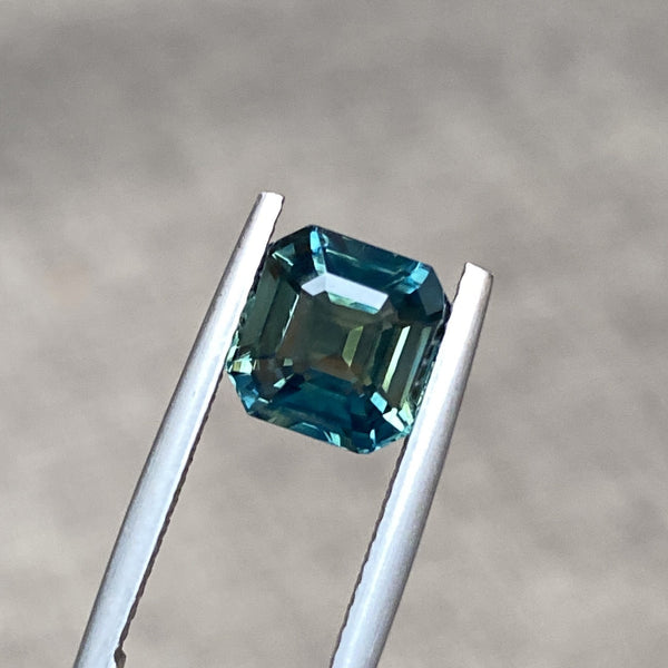 3.03 ct Square Emerald Cut Green Sapphire Certified Unheated