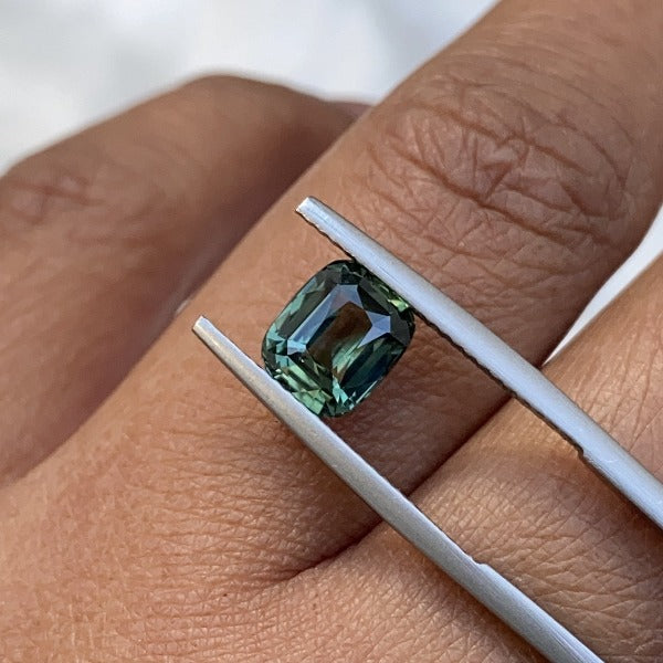 2.10 ct Cushion Green Sapphire Natural Certified