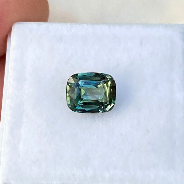 2.10 ct Cushion Green Sapphire Natural Certified