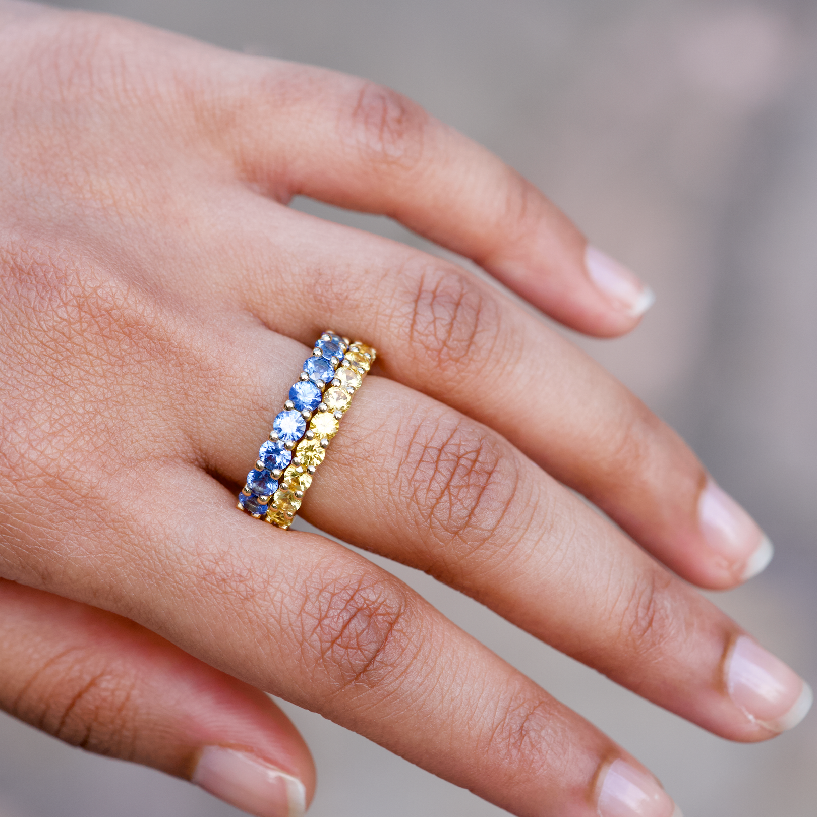 Lilac Sapphire Stacking Band Half Circle | Elegant & Stylish