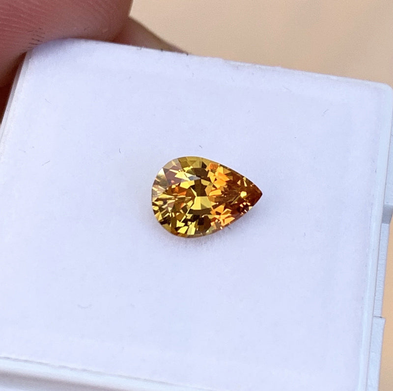 1.18 ct Honey Yellow Pear Natural Sapphire Unheated Certified
